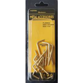 Plextool Metal Square Hook Screw, 1-1/4", 12pcs/PK, 24 PK/Box, Total 288pcs (PLX00824)