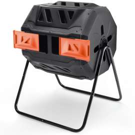 PLASTIC PRINCE Outdoor Compost Bin Tumbler for Home, Compost Tumbler Outdoor Large, 43-Gallon, Orange