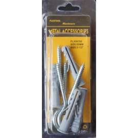 Plextool Hook Screw and Anchor Set, 2-1/2", 8pcs/PK, 24 PK/Box, Total 192pcs (PLX00780)