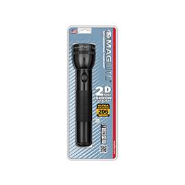 MagLite S2D016 Flashlight, 3 VDC, Incandescent Lamp, Alkaline Battery, Black