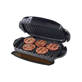 George Foreman GRP0004B Plate and Panini Grill, 120 V, 6 in W Cooking Surface, 12 in D Cooking Surface
