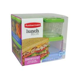 Rubbermaid LunchBlox 1806231 Sandwich Kit Box, Plastic, Clear