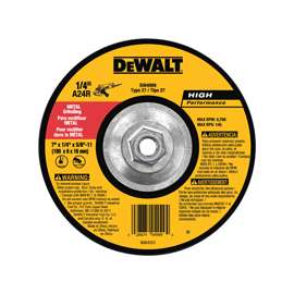 DeWALT DW4999 Depressed Center, High Performance, Type 27 Grinding Wheel, 5/8-11 in Arbor, 24-Grit, Aluminum Oxide
