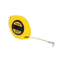 STANLEY 34-106 Measuring Tape, 100 ft L x 3/8 in W Blade, Steel Blade, Yellow
