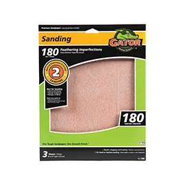 Gator 7265 Sanding Sheet, 180-Grit, Paper Backing, Aluminum Oxide