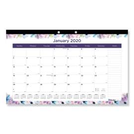 Passion Monthly Deskpad Calendar, Chipboard Back, Floral Design, 17 3/4 x 10 7/8, 2020