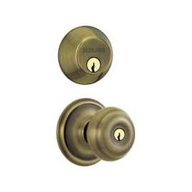 Schlage Georgian FB50NVGEO609 Knob Lockset, Keyed Alike Key, 2 Grade, Steel, Antique Brass
