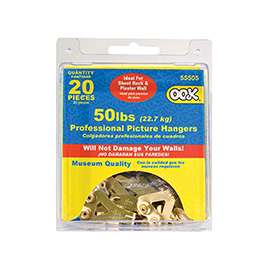 OOK 55505 Picture Hanger, 50 lb Weight Capacity, Steel, Brass