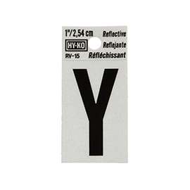 HY-KO RV-15/Y Reflective Letter, Character Y, 1 in H Character, Black Character