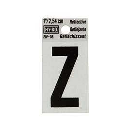 HY-KO RV-15/Z Reflective Letter, Character Z, 1 in H Character, Black Character