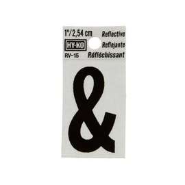 HY-KO RV-15/& Reflective Sign, Character &, 1 in H Character, Black Character