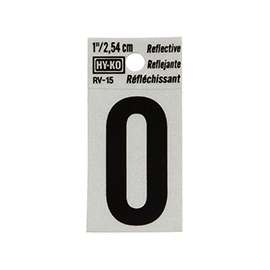 HY-KO RV-15/O Reflective Letter, Character O, 1 in H Character, Black Character