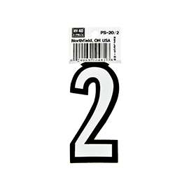 HY-KO PS-20/2 Reflective Sign, Character 2, 3-1/4 in H Character, Black/White Character