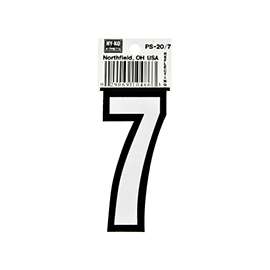 HY-KO PS-20/7 Reflective Sign, Character 7, 3-1/4 in H Character, Black/White Character