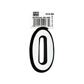 HY-KO PS-20/0 Reflective Sign, Character 0, 3-1/4 in H Character, Black/White Character