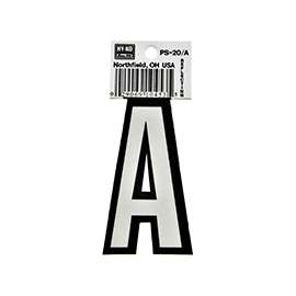 HY-KO PS-20/A Reflective Letter, Character A, 3-1/4 in H Character, Black/White Character
