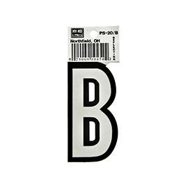 HY-KO PS-20/B Reflective Letter, Character B, 3-1/4 in H Character, Black/White Character