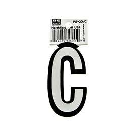 HY-KO PS-20/C Reflective Letter, Character C, 3-1/4 in H Character, Black/White Character