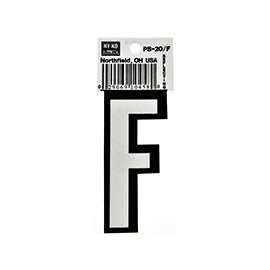 HY-KO PS-20/F Reflective Letter, Character F, 3-1/4 in H Character, Black/White Character