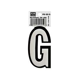 HY-KO PS-20/G Reflective Letter, Character G, 3-1/4 in H Character, Black/White Character