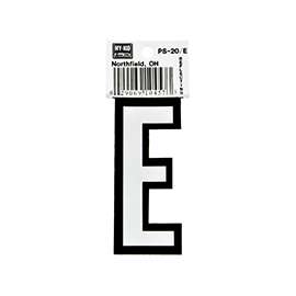 HY-KO PS-20/E Reflective Letter, Character E, 3-1/4 in H Character, Black/White Character