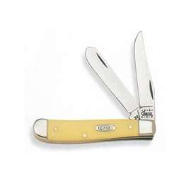 CASE 00029 Folding Pocket Knife, 2.7 in Clip, 2-3/4 in Spey L Blade, 2-Blade, Yellow Handle