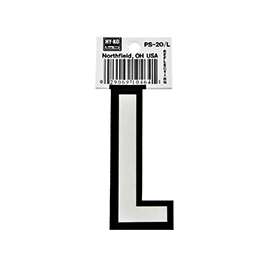HY-KO PS-20/L Reflective Letter, Character L, 3-1/4 in H Character, Black/White Character
