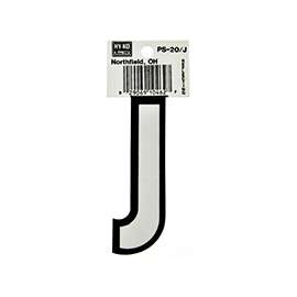 HY-KO PS-20/J Reflective Letter, Character J, 3-1/4 in H Character, Black/White Character