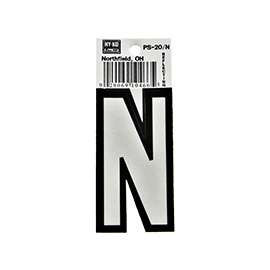 HY-KO PS-20/N Reflective Letter, Character N, 3-1/4 in H Character, Black/White Character