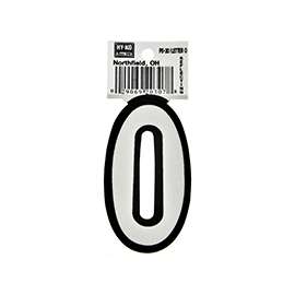 HY-KO PS-20/O Reflective Letter, Character O, 3-1/4 in H Character, Black/White Character