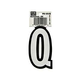 HY-KO PS-20/Q Reflective Letter, Character Q, 3-1/4 in H Character, Black/White Character