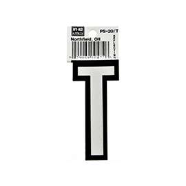 HY-KO PS-20/T Reflective Letter, Character T, 3-1/4 in H Character, Black/White Character
