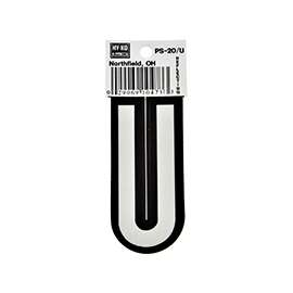 HY-KO PS-20/U Reflective Letter, Character U, 3-1/4 in H Character, Black/White Character