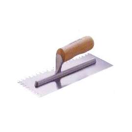 Vulcan Square Notch Trowel, 4-1/2 In W X 11 In L High Carbon Steel Blade, Wood Handle