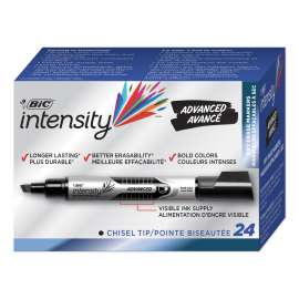 Intensity Tank-Style Advanced Dry Erase Marker, Broad Bullet Tip, Black, 24/Pack