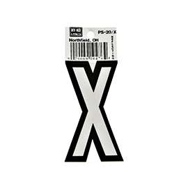 HY-KO PS-20/X Reflective Letter, Character X, 3-1/4 in H Character, Black/White Character
