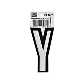 HY-KO PS-20/Y Reflective Letter, Character Y, 3-1/4 in H Character, Black/White Character