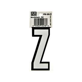 HY-KO PS-20/Z Reflective Letter, Character Z, 3-1/4 in H Character, Black/White Character