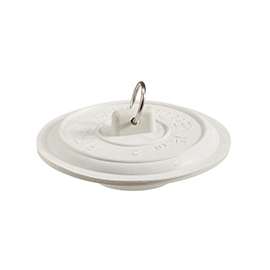 Plumb Pak PP22004 Tub Stopper with Ring, Rubber, White, For Laundry and Bathtubs with 1-1/2 to 2 in Drain