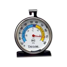 TAYLOR 5924 Fridge/Freezer Thermometer, -20 to 80 deg F, Analog Display, White