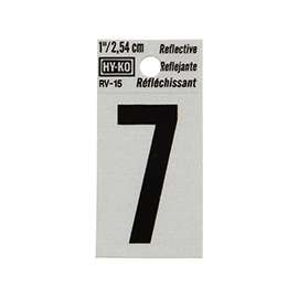HY-KO RV-15/7 Reflective Sign, Character 7, 1 in H Character, Black Character