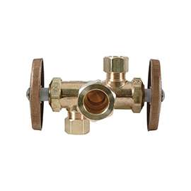 BrassCraft CR1901DVXR Stop Valve, 1/2 x 3/8 x 3/8 in Compression, Brass