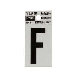 HY-KO RV-15/F Reflective Letter, Character F, 1 in H Character, Black Character