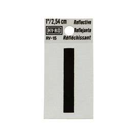 HY-KO RV-15/I Reflective Letter, Character I, 1 in H Character, Black Character