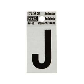 HY-KO RV-15/J Reflective Letter, Character J, 1 in H Character, Black Character