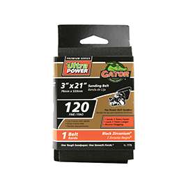 Gator 7775 Sanding Belt, 120-Grit, Fine, 21 in L, 3 in W, Zirconium Oxide