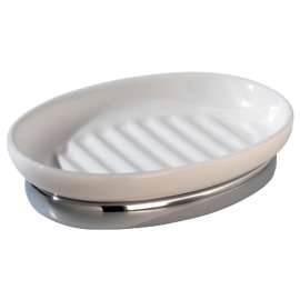 WHT/CHR Oval Soap Dish