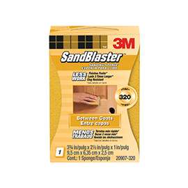 Scotch 20907-320 Sanding Sponge, 320-Grit, Aluminum Oxide, Foam Backing, Gold