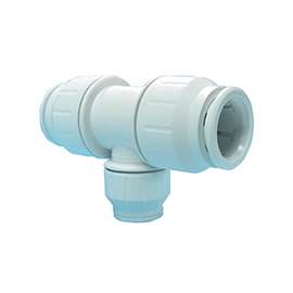 John Guest PP30121208W Reducing Tube Tee, 3/8 x 3/8 in Run, Push-Fit Run Connection, 1/4 in Branch