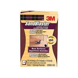 3M SandBlaster 20908-150 Sanding Sponge, 150-Grit, Aluminum Oxide, Foam Backing